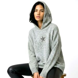 For Her Paris XLGray Star Hoodie for Women made in Italy wool and polyester